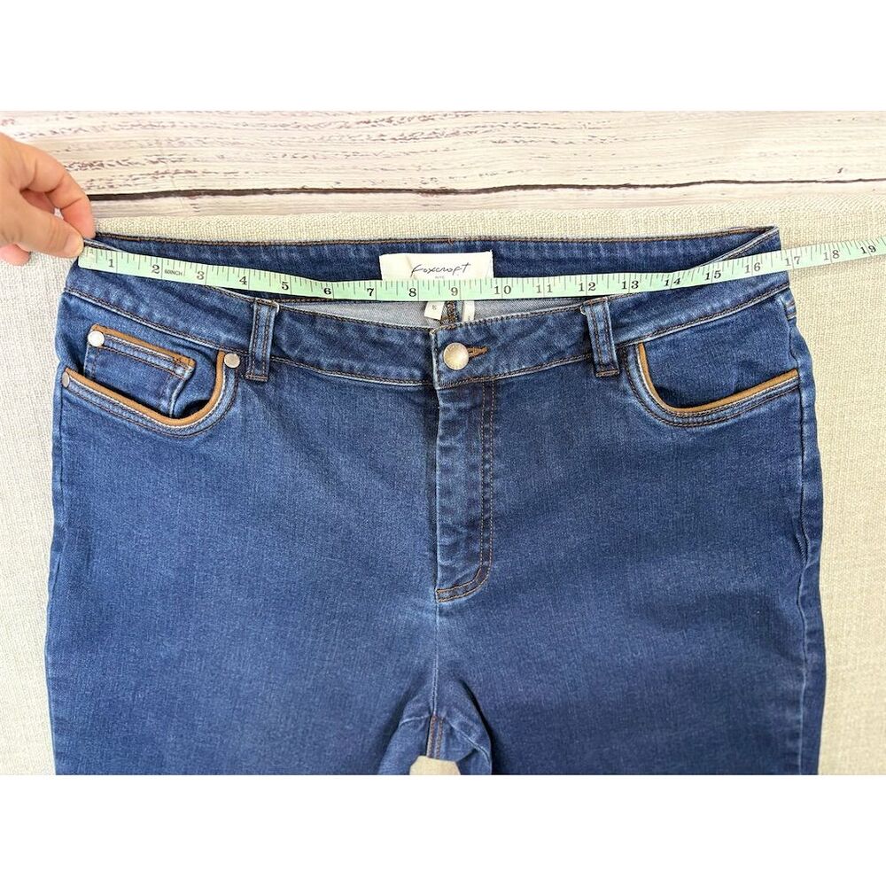 Foxcroft NYC Women's Jeans 16 Blue Straight Leg Stretch Denim Contrast Piping - Picture 12 of 12